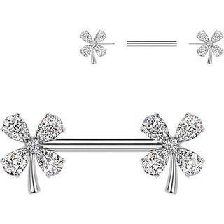 Nipple Piercing leaf flower zirconia Push-In
