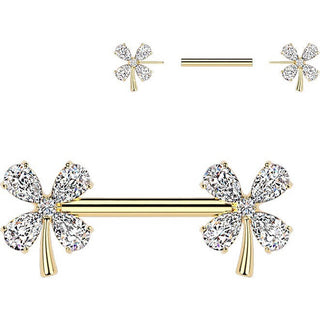 Nipple Piercing leaf flower zirconia Push-In