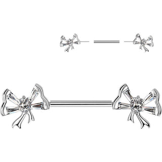 Nipple Piercing baguette cubic zirconia bowtie Push-In