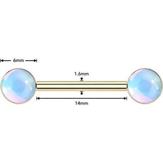 Nipple Piercing round iridescent stone Push-In