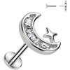 Labret moon star zirconia Push-In