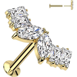 Labret zirconia marquise cut baguette cut Push-In