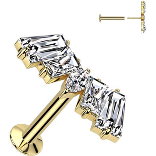 Labret fan zirconia marquise cut baguette cut Push-In