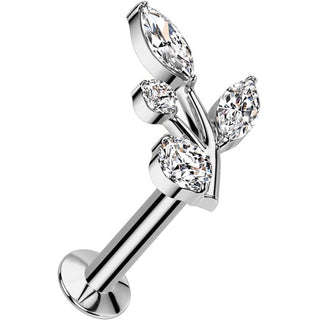 Labret ramo d'olivo zirconi Push-In