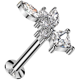 Labret marquise cut diamond shape round zirconia Push-In