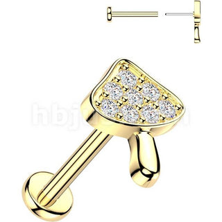 Labret pave cubic zirconia mushroom Push-In