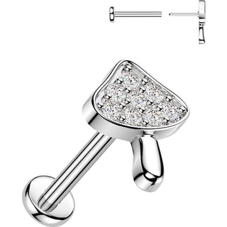 Labret pave cubic zirconia mushroom Push-In
