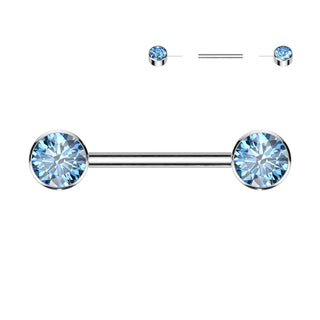 Titanium Nipple Piercing Flat Zirconia Push-In