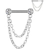 Titanium Barbell Zirconia chain dangle Push-In