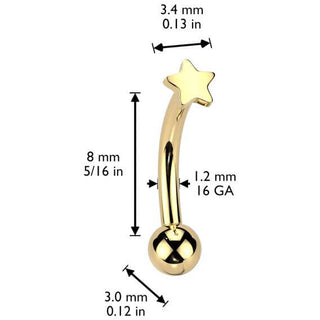 Titanio Barbell Curvo Stella Push-In