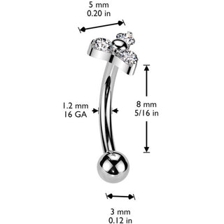 Titanium Eyebrow Piercing trinity zirconia Push-In