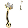 Titanium Eyebrow Piercing leaf zirconia marquise cut Push-In