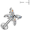Titanium Earring marquise cubic zirconia flower Push-In