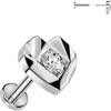 Titanium faceted heart with cubic zirconia center Push-In