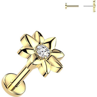 Titanium cubic zirconia center flower Push-In