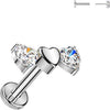 Titanium triple heart and 2 cubic zirconia hearts Push-In