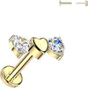 Titanium triple heart and 2 cubic zirconia hearts Push-In