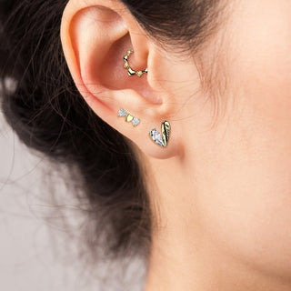 Titanium triple heart and 2 cubic zirconia hearts Push-In