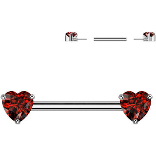 Titanio Piercing Capezzolo doppio cuore zircone Push-In