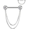 Titanio Piercing Capezzolo Sfera Zircone pendente Push-In