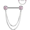 Titanio Piercing Capezzolo Sfera Zircone pendente Push-In