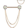Titanio Piercing Capezzolo Sfera Zircone pendente Push-In