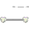 Titanium Nipple Piercing heart zirconia Push-In