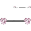 Titanium Nipple Piercing heart zirconia Push-In