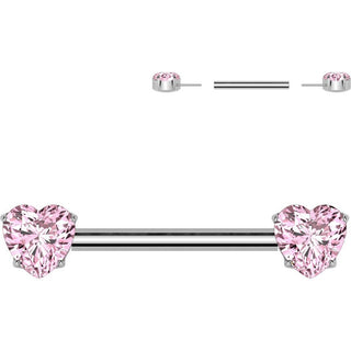 Titanium Nipple Piercing heart zirconia Push-In
