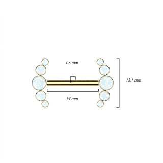 Titanium Nipple Piercing 5 Opal Push-In