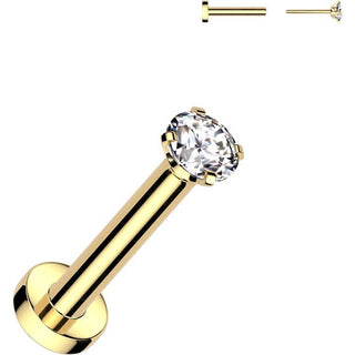 Titanium Labret Zirconia Silver Push-In
