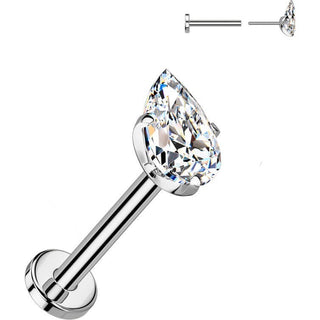 Titanium Labret teardrop zirconia Push-In