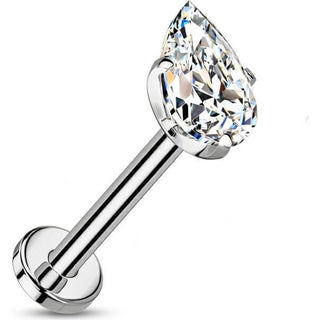 Titanium Labret teardrop zirconia Push-In