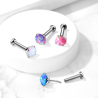 Titanium Labret Opal Silver Push-In