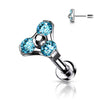 Titanio Labret Triangolare d´argento con zirconi Push-In