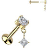 Titanium Labret zirconia diamond shape dangle Push-In
