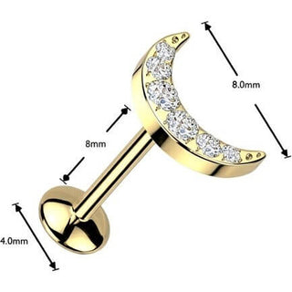 Titanium Labret moon zirconia Push-In