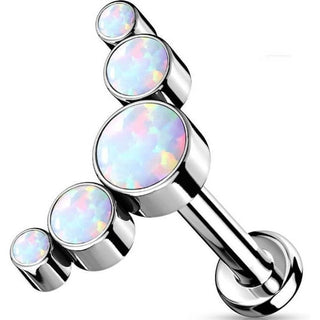 Titanio Labret 5 Opali e argento Push-In