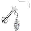 Titanium Labret flat star with marquise cubic zirconia dangle Push-In