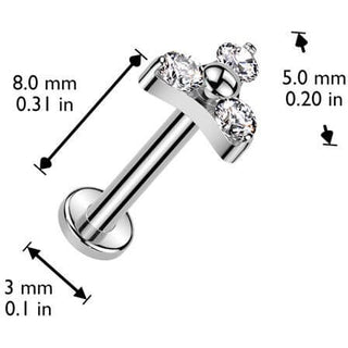 Titanium Labret Trinity Zirconia Prong Setting Push-In