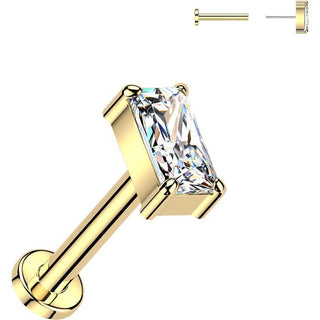 Titanium Labret rectangle zirconia Push-In