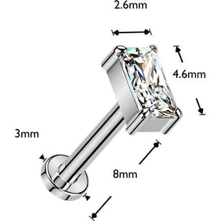 Titanium Labret rectangle zirconia Push-In