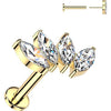 Titanium Labret Four zirconias marquise cut Push-In