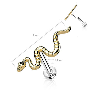 Titanium Labret Snake Push-In