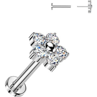 Titanium Labret 5 zirconia flower Push-In