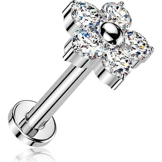 Titanium Labret 5 zirconia flower Push-In