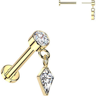 Titanium Labret bezel set zirconia zirconia cut zirconia dangle Push-In