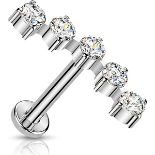 Titanium Labret 5 round zirconias Push-In