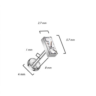 Titanium Labret Rectangular Zirconia Push-In