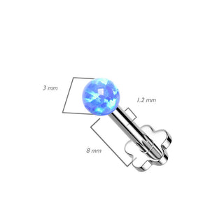 Titanio Labret Base a fiore d´argento e sfera in opale Push-In